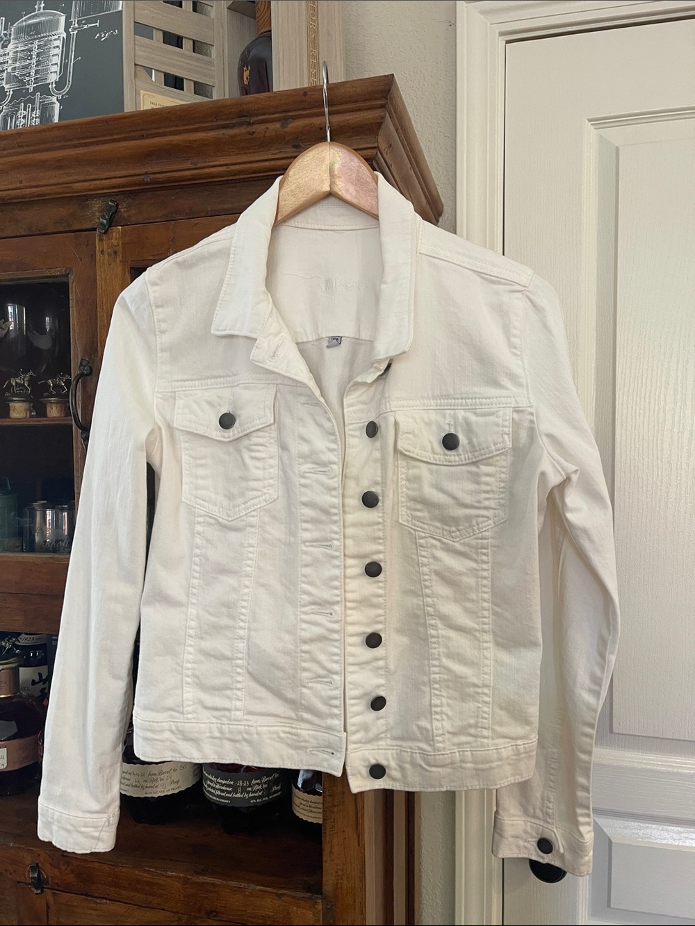 Kut from the Kloth White Denim Jacket with Metal Buttons